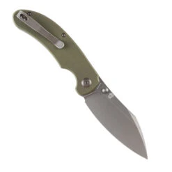 Kansept Nesstreet Folding Knife Olive Green G10 Handle 154CM Plain Edge Gray Titanium/Stonewash Finish T1039A3 -White Mountain Knives 1039T 3 11000.1695317288