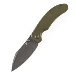 Kansept Nesstreet Folding Knife Olive Green G10 Handle 154CM Plain Edge Gray Titanium/Stonewash Finish T1039A3