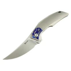 Reate Velocity Folding Knife Gray/Zircuti Inlay Handle Elmax Plain Edge Hand Satin Finish
