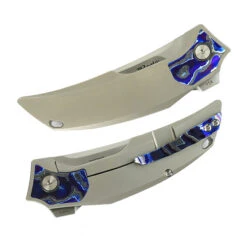 Reate Velocity Folding Knife Gray/Zircuti Inlay Handle Elmax Plain Edge Hand Satin Finish -White Mountain Knives 17 77769.1732733461