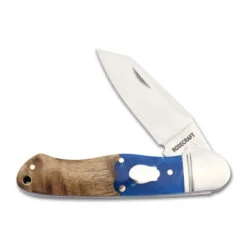 RoseCraft Ocoee Folding Knife Blue Resin Burl Handle D2 Plain Edge RCT009-BW -White Mountain Knives 1 RCT009 BW Front Part Open 98940.1739553609