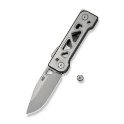 WE Tyro Folding Knife Gray Titanium Folding Knife 20CV Plain Edge Stonewash Finish WE24001-2