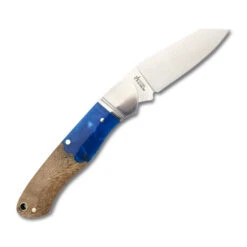 RoseCraft Ocoee Folding Knife Blue Resin Burl Handle D2 Plain Edge RCT009-BW -White Mountain Knives 2 RCT009 BW Back Open 77396.1739553609
