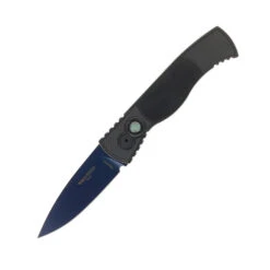 Pro-Tech Tactical Response 2 Auto Knife Black Aluminum Handle Magnacut Drop Point Plain Saphire Blue Blade T203-SB