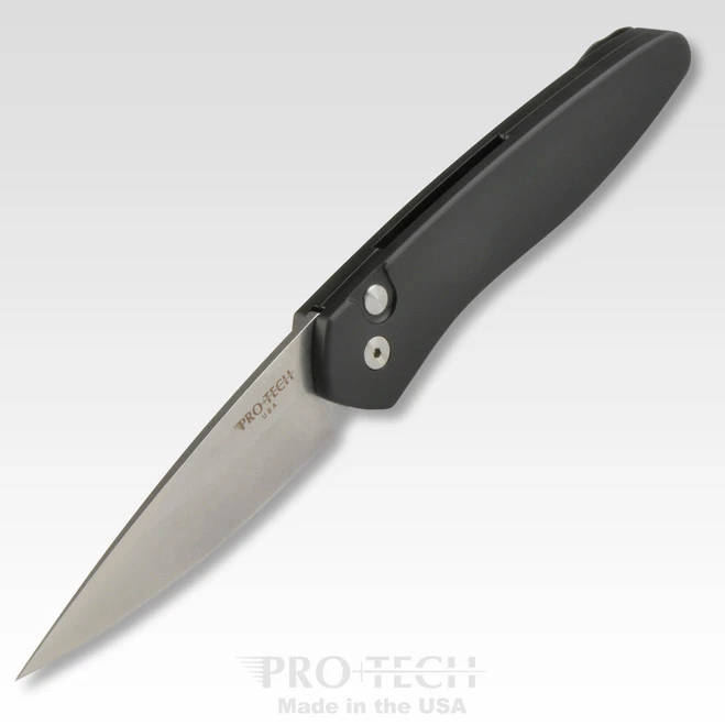 Pro-Tech 3405 Newport Auto Knife Solid Black Aluminum Handle S35VN Plain Edge Stonewash Finish 1 Pro-Tech 3405 Newport Auto Knife Solid Black Aluminum Handle S35VN Plain Edge Stonewash Finish