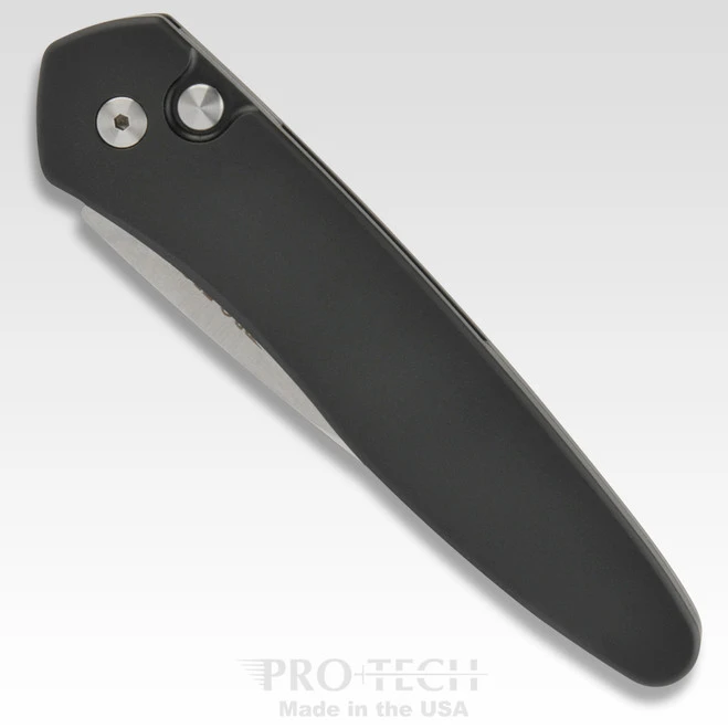 Pro-Tech 3405 Newport Auto Knife Solid Black Aluminum Handle S35VN Plain Edge Stonewash Finish 4 Pro-Tech 3405 Newport Auto Knife Solid Black Aluminum Handle S35VN Plain Edge Stonewash Finish - Image 4