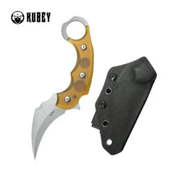 Kubey Velociraptor Pikal Karambit Fixed Blade Knife Ultem Handle Beadblast 14C28N Blade KU448B