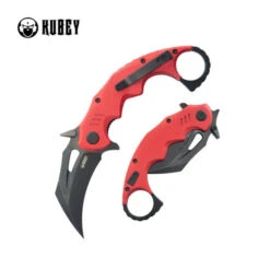Kubey Mini Wrath Folding Knife Red G10 Handle 14C28N Karambit Plain Edge KU262H