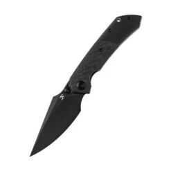 Kansept Fenrir Folding Knife Twill Carbon Fiber/Black Titanium Handle S35VN Plain Black Blade K1034A4