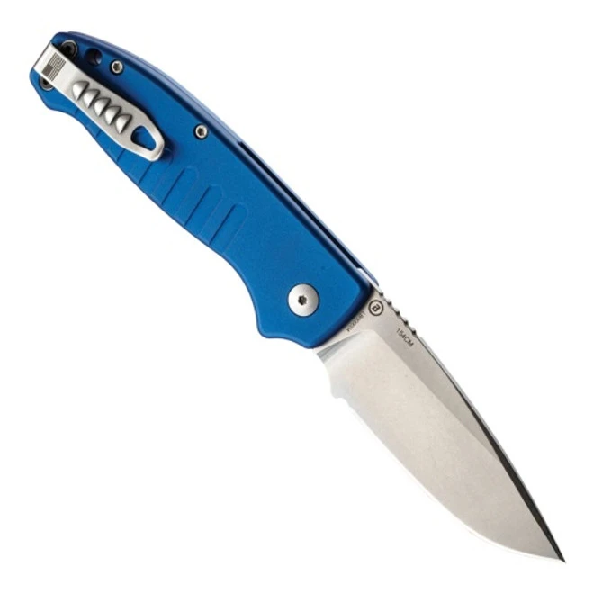 Hogue Ballista Stone Tumbled Matte Blue Aluminum Frame Automatic Folder 154CM Drop Point Blade 64133 2 Hogue Ballista Stone Tumbled Matte Blue Aluminum Frame Automatic Folder 154CM Drop Point Blade 64133 - Image 2