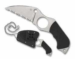 Spyderco Swick 6 Small Fixed Knife Black G10 Handle Serrated LC200N Blade FB14S6