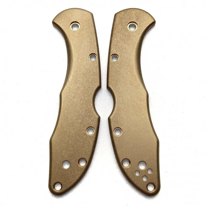 Flytanium Stonewash Brass Scales For Spyderco Delica Knife 1 Flytanium Stonewash Brass Scales For Spyderco Delica Knife