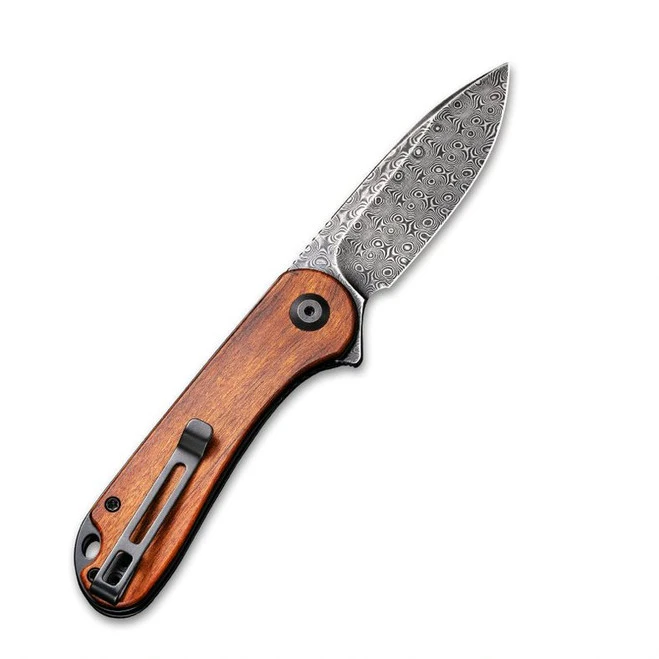 Civivi Elementum Folding Knife Orange Cuibourtia Wood Handle Damascus Plain Edge C907DS-2 2 Civivi Elementum Folding Knife Orange Cuibourtia Wood Handle Damascus Plain Edge C907DS-2 - Image 2
