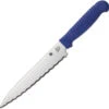 Spyderco Utility Kitchen Knife Blue Polypropylene Handle MBS26 Serrated Edge K04SBL