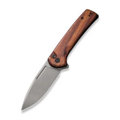 Civivi Conspirator Folding Knife Cuibourtia Wood Handle Nitro-V Plain Edge Gray Stonewash Finish C21006-3