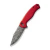 Civivi Stormhowl Folding Knife Red Aluminum Handle Damascus Clip Point Plain Edge C23040B-DS1