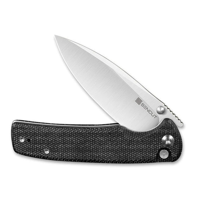 Sencut Sachse Folding Knife Black Micarta Handle 9Cr18MoV Drop Point Plain Edge Satin Finish S21007-1 6 Sencut Sachse Folding Knife Black Micarta Handle 9Cr18MoV Drop Point Plain Edge Satin Finish S21007-1 - Image 6