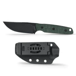Vosteed Mink Fixed Blade Knife Green Micarta Handle Nitro-V Clip Point Plain Edge Black Stonewash Finish D0102
