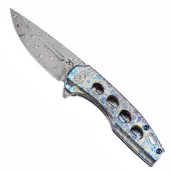 Kansept Cassowary Folding Knife Titanium/Lightning Strike Handle Damascus Plain Edge K2065A3 -White Mountain Knives A3 3 11588.1712156655