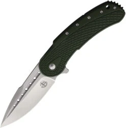 Begg Knives Bodega Folding Knife OD Green G10 Handle Spear Point Plain Edge Satin Finish BG012