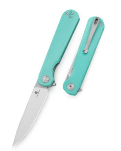 Bestechman Flick Folding Knife Aqua G10 Handle D2 Plain Edge Stonewash/Satin Finish BMK13D -White Mountain Knives BMK13D3 77544.1747146409