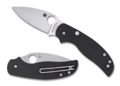 Spyderco Sage 6 Button Compression Lock Folding Knife Black Carbon Fiber/G10 Handle S30V Plain Edge