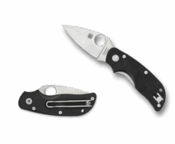 Spyderco CAT Folding Knife Leaf Plain Edge Blade LinerLock Black G10 Handle C129GP