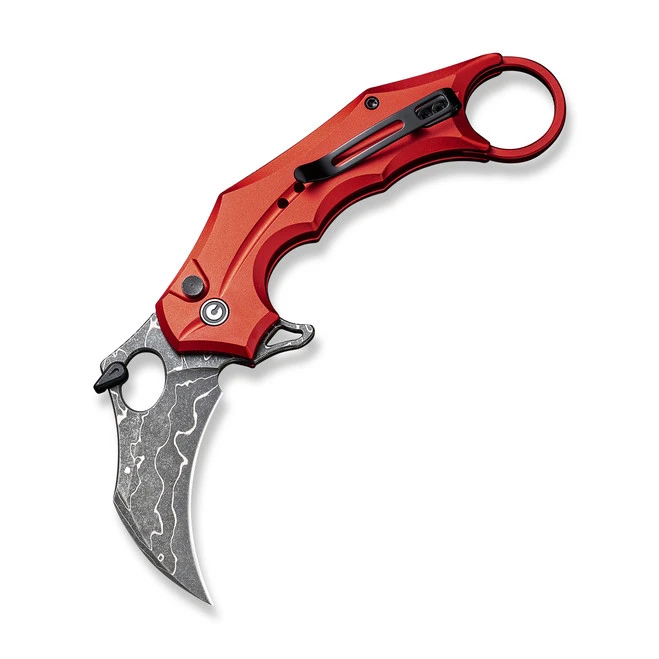 Civivi Incisor II Folding Knife Red Aluminum Handle Nitro-V Karambit Plain Edge Stonewash Finish C16016B-DS1 1 Civivi Incisor II Folding Knife Red Aluminum Handle Nitro-V Karambit Plain Edge Stonewash Finish C16016B-DS1