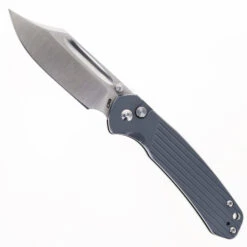 WMK Exclusive CJRB Pyrite Bowie J1942-AL Gray Aluminum Handle Button Lock AR-RMP9 Bowie Blade