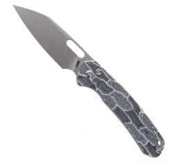 WMK Exclusive CJRB Pyrite Wharncliffe Folding Knife Black & White Gmascus G10 Handle AR-RPM9 Wharncliffe Plain Edge Stonewash Finish J1925A-DBW