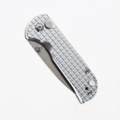 Discontinued WMK Exclusive CJRB Mica Mini Pyrite Frag Pattern Button Lock Pocket Knife Aluminum Handle AR-RPM9 J1934-AL -White Mountain Knives CJRB J1934A AL 01 76147.1698778083