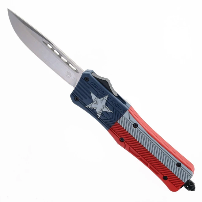 Cobra Tec Medium CTK-1 Cerakote American Flag OTF Knife Aluminum Handle Plain D2 Blade MUSACTK-1MDNS 2 Cobra Tec Medium CTK-1 Cerakote American Flag OTF Knife Aluminum Handle Plain D2 Blade MUSACTK-1MDNS - Image 2
