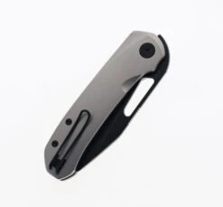 Divo Buzz Reverse Tux Folding Knife Bead Blast Titanium Handle 20CV Plain Edge Blackwash Finish -White Mountain Knives DIVO BLACK BLADE STONE HANDLE 03 91252.1686066042