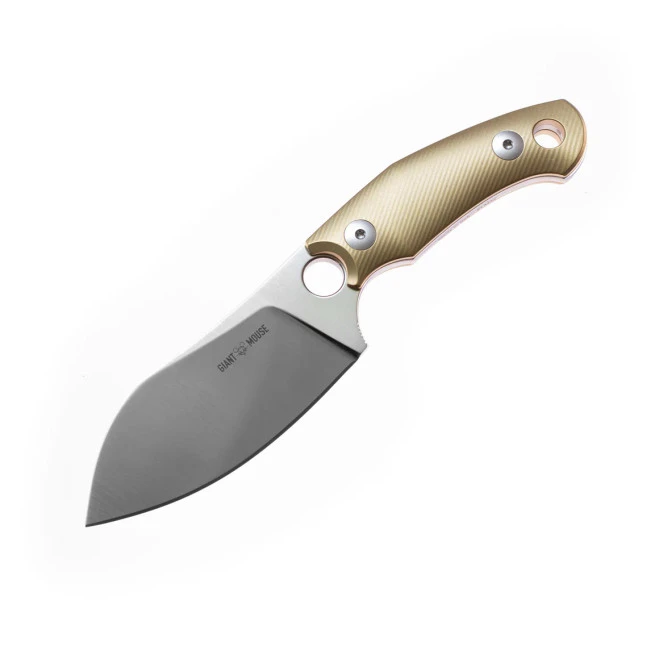 GiantMouse GMF1 Elmax Satin Blade Brass Handle Fixed Blade GMF1-XL-BRASS 1 GiantMouse GMF1 Elmax Satin Blade Brass Handle Fixed Blade GMF1-XL-BRASS