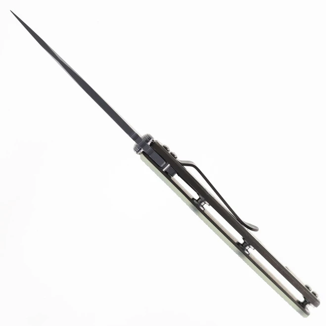 Hinderer Eklipse Skinny Slicer 3.5" Folding Knife Working Finish Magnacut Blade Translucent Green G10 Handle Battle Bronze Titanium 6 Hinderer Eklipse Skinny Slicer 3.5" Folding Knife Working Finish Magnacut Blade Translucent Green G10 Handle Battle Bronze Titanium - Image 6