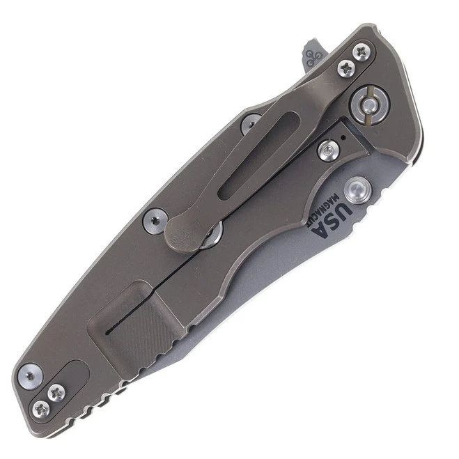 Hinderer Eklipse Skinny Slicer 3.5" Folding Knife Working Finish Magnacut Blade Translucent Green G10 Handle Battle Bronze Titanium 4 Hinderer Eklipse Skinny Slicer 3.5" Folding Knife Working Finish Magnacut Blade Translucent Green G10 Handle Battle Bronze Titanium - Image 4