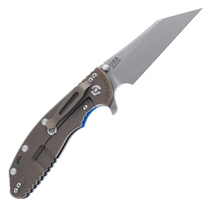 Hinderer XM-24 Skinny Wharncliffe Folding Knife Blue G10 Battle Bronze Finish Titanium S45VN Blade 2 Hinderer XM-24 Skinny Wharncliffe Folding Knife Blue G10 Battle Bronze Finish Titanium S45VN Blade - Image 2
