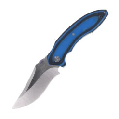 Harm Edged Tools Battlecraft Folding Knife Black/Blue G10 Handle Elmax Clip Point Plain Edge