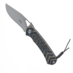 Harm Edged Tools Resistor Framelock Folding Knife Flame Titanium Handle M390 Recurve Plain Edge