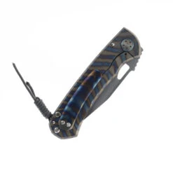 Harm Edged Tools Resistor Framelock Folding Knife Flame Titanium Handle M390 Recurve Plain Edge -White Mountain Knives Harm HE RE FLAME03 57005.1733343663