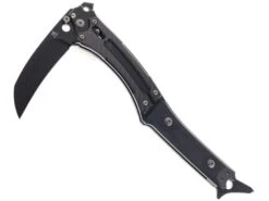 Katsu Folding Battle Kama/Sickle Black Ttanium Handle D2 Plain Black Blade FS01