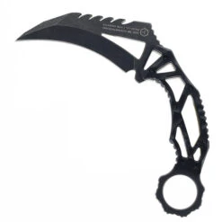 Lotar Combat Kharma Gen 1 Fixed Blade Karambit Knife Hollow Ergonomic Custom Milled Aluminum Handle 3V Double Edge Black Blade LC-Kharma
