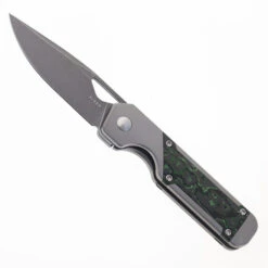 Kizer Mini Militaw Folding Knife Titanium & Jungle Wear FatCarbon Handle S45VN Plain Edge Ki3634SA2