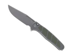 LuvThemKnives Rezult Button Lock, Finger Flicker & Flipper Pocket Knife Titanium Handle Green G10 Inlay 20CV Steel LTK-609-2