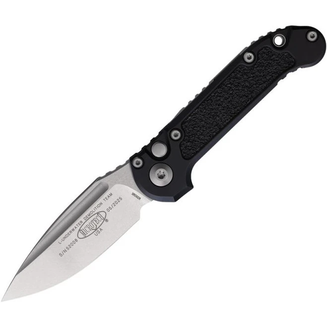 Microtech Side-Opening LUDT Button Lock GenIII Auto Knife Black Aluminum Handle M390MK Plain Edge Stonewash Finish MCT113510 2 Microtech Side-Opening LUDT Button Lock GenIII Auto Knife Black Aluminum Handle M390MK Plain Edge Stonewash Finish MCT113510 - Image 2