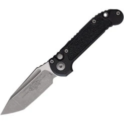 Microtech Automatic LUDT Button Lock GenIII Apocalyptic Finish Stonewash M390K Blade Black Aluminum Handle MCT113610AP