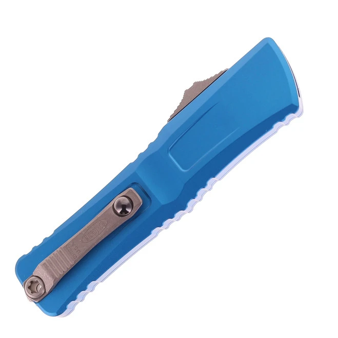Microtech Combat Troodon Gen III OTF Automatic Knife Blue  Aluminum Handle Dagger Apocalyptic Standard M390 Blade 1142-10 APBL - Image 4