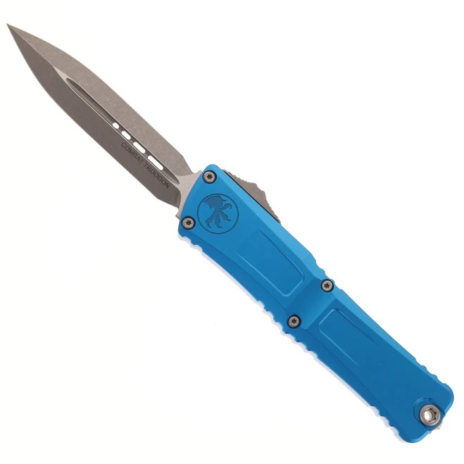 Microtech Combat Troodon Gen III OTF Automatic Knife Blue  Aluminum Handle Dagger Apocalyptic Standard M390 Blade 1142-10 APBL