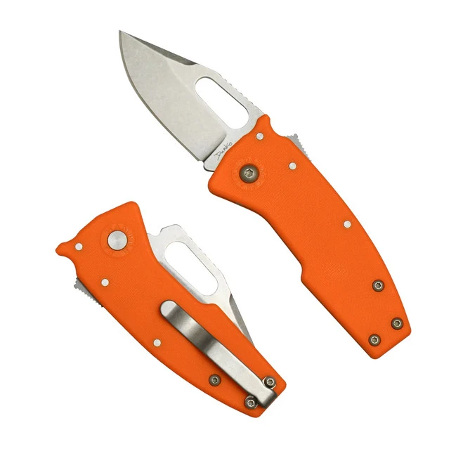 Demko Nano Shark Folding Knife Orange GRN Handle Stonewashed Clip Point AUS10A Blade 1 Demko Nano Shark Folding Knife Orange GRN Handle Stonewashed Clip Point AUS10A Blade