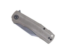 Petrified Fish Victor Folding Knife Khaki Micarta Handle K110 Plain Edge Satin Finish P03-KMS -White Mountain Knives PETRIFIED FISH PF P03 KMS 01 18759.1679503866